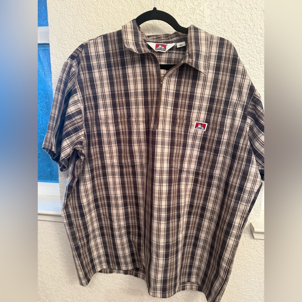 Work Wear & Utility Shirt Ben Davis Shirt Sleeve Plaid 1/2 Zipper closure. - Picture 13 of 17
